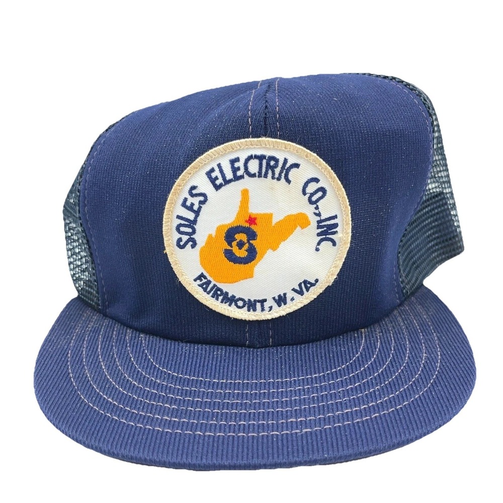 Vintage Trucker Hat Cap Snap Back 80s USA Made Patch Soles Electric Fairmont WV